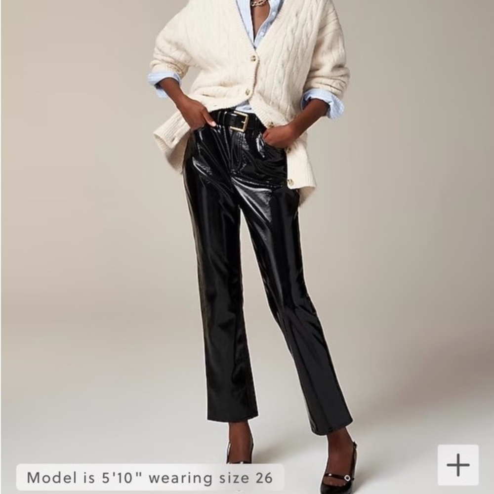 NWT J Crew Tall faux Leather Pants Navy Blue